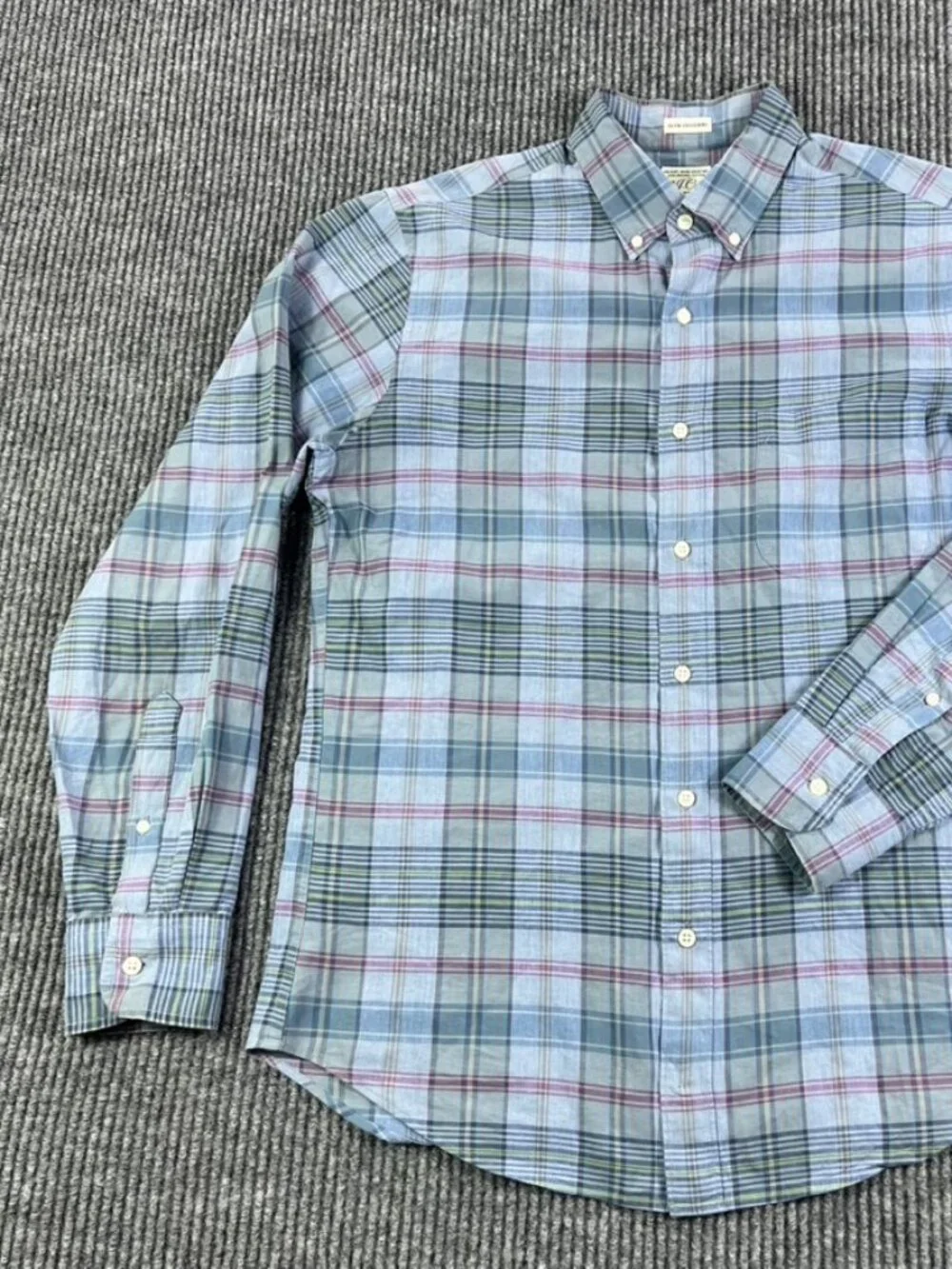 J.Crew Plaid Secret Wash Organic Cotton Slim Untucked Button Down Small Shirt